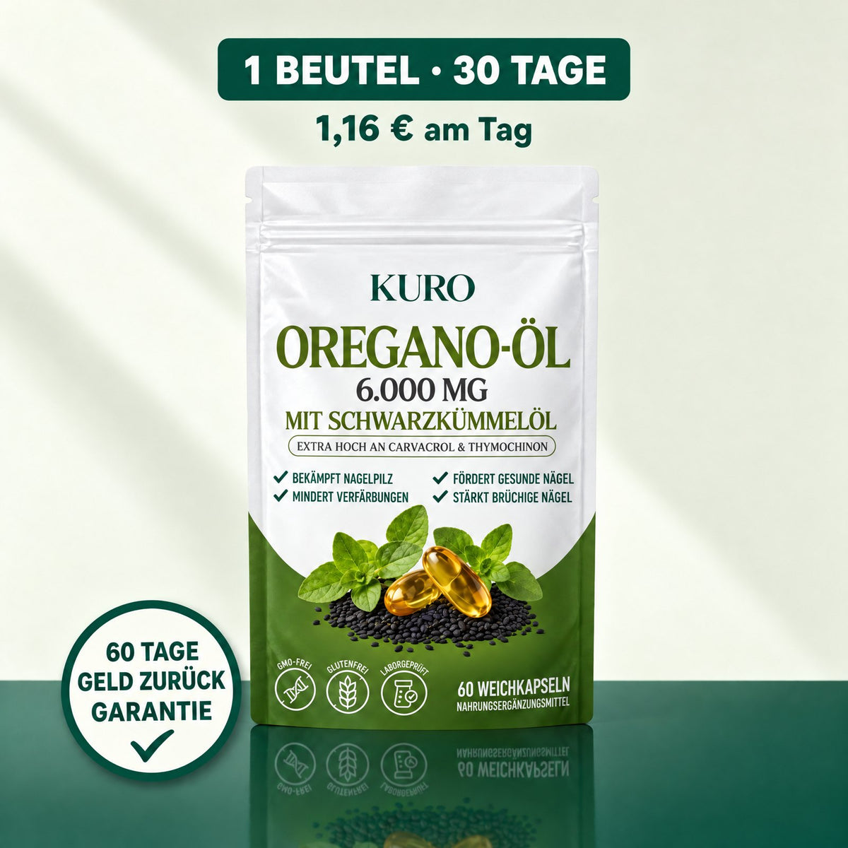 1 Beutel Kuro Oregano-Öl, 30 Tage