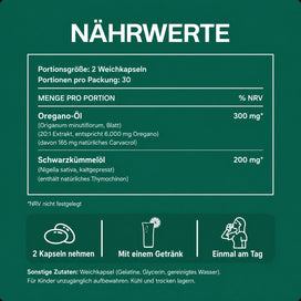 Nährwerte Kuro Oregano-Öl mit Schwarzkümmelöl