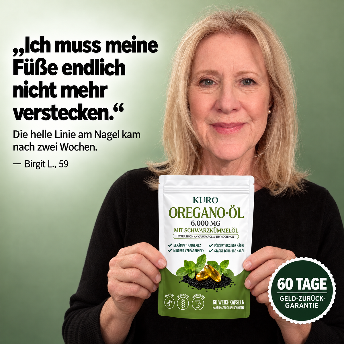 Birgit L. mit Kuro Oregano-Öl: Ich muss meine Füße endlich nicht mehr verstecken