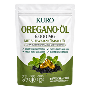 Kuro Oregano-Öl Beutel Zahnfleisch, freigestellt