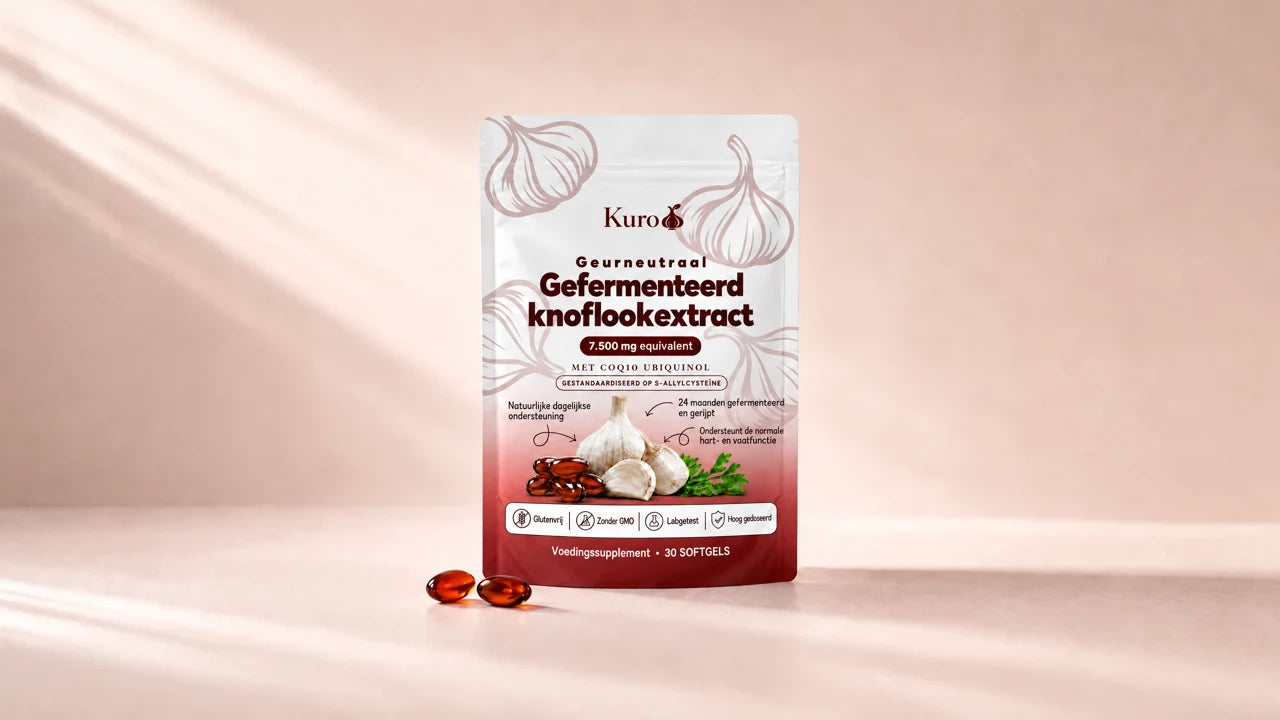 Kuro gefermenteerd knoflookextract, zakje met twee capsules