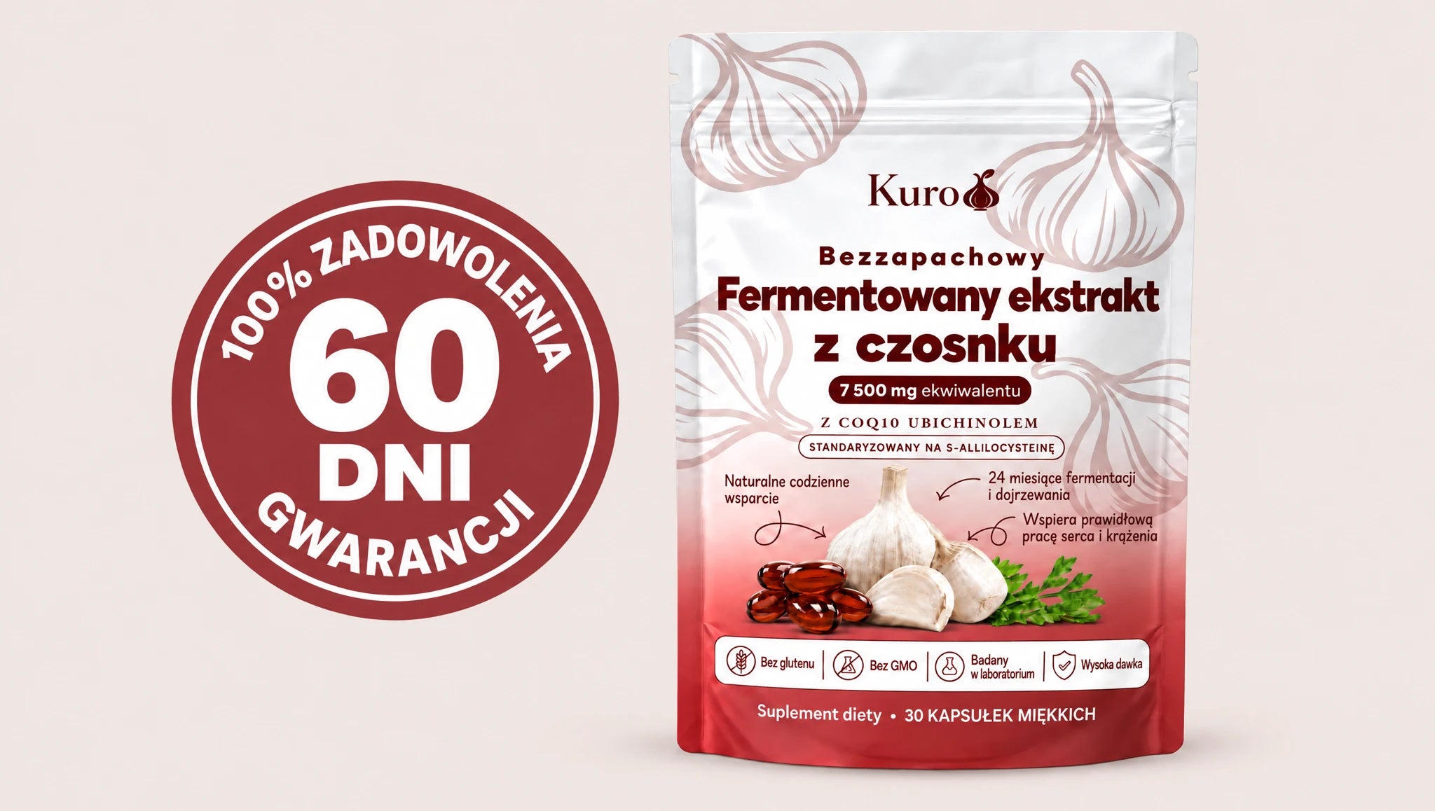 Torebka Kuro z pieczęcią 60-dniowej gwarancji